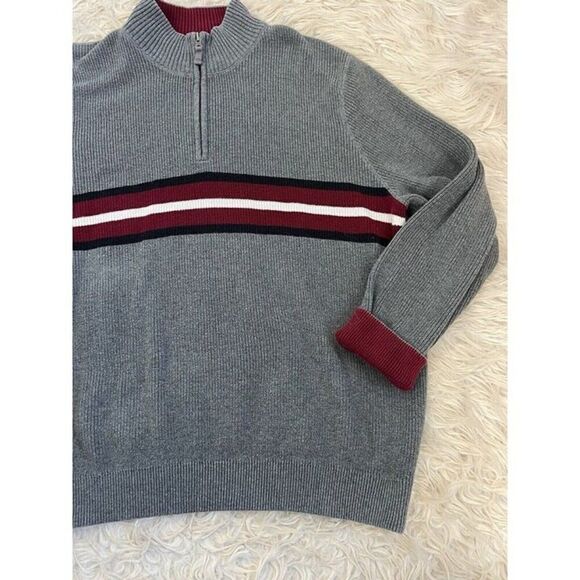 Eddie Bauer Mens Vintage Mock Neck 1/4 Zip Long Sleeve Pull Over Sweater Gray XL - Picture 6 of 9